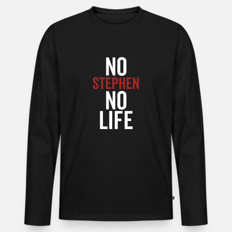 Nein Stephen Kein Leben - Männer Premium Bio Langarmshirt - Schwarz