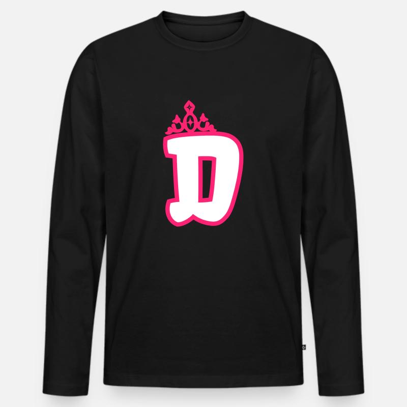 Monogrammierte Kleinkind Mädchen Krone - Männer Premium Bio Langarmshirt - Schwarz
