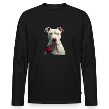 Dogo Argentino Saint-Valentin - T-shirt manches longues Premium bio Homme - noir - Devant - Nico (187cm)