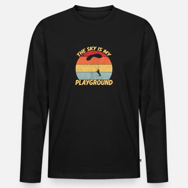 Skydiving Parachuting Skydive Skydiver - Männer Premium Bio Langarmshirt - Schwarz