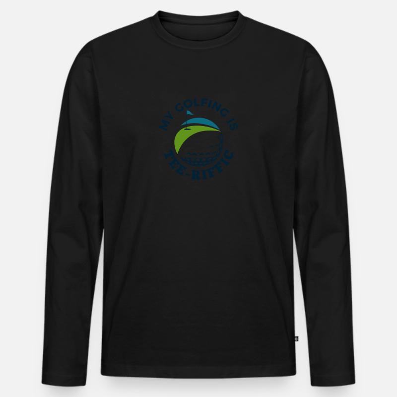 Golf Tee-Riffic Lover Funny Golfing - Männer Premium Bio Langarmshirt - Schwarz