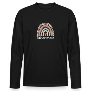 Entrepreneur Rainbow Leopard Funny Entrepreneur - Men's Premium Organic Long Sleeve Shirt - black - Front - Nico (187cm)