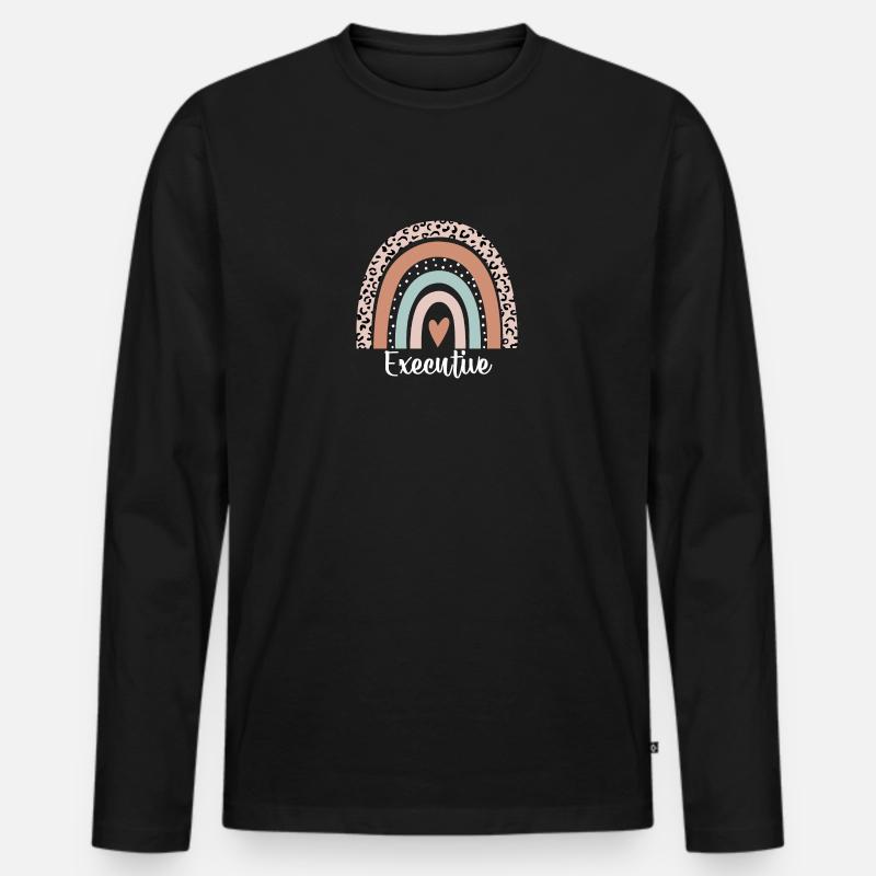 Executive Rainbow Leopard Funny Executive - Men's Premium Organic Long Sleeve Shirt - black