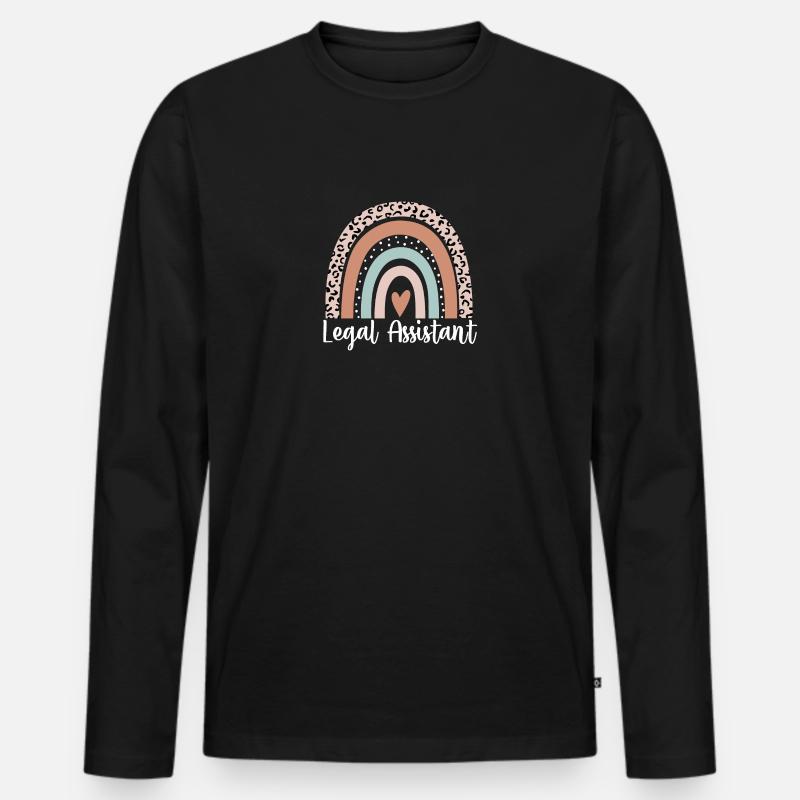 Rechtsanwaltsgehilfin Regenbogen Leopard Lustig Juristisch - Männer Premium Bio Langarmshirt - Schwarz