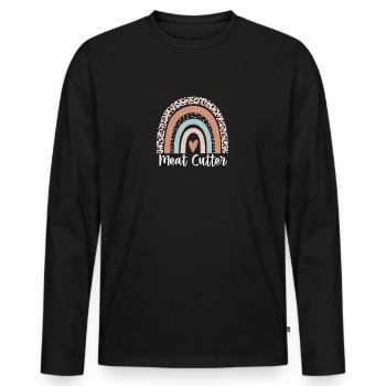 Meat Cutter Rainbow Leopard Funny Meat Cutter - Men's Premium Organic Long Sleeve Shirt - black - Front - Nico (187cm)