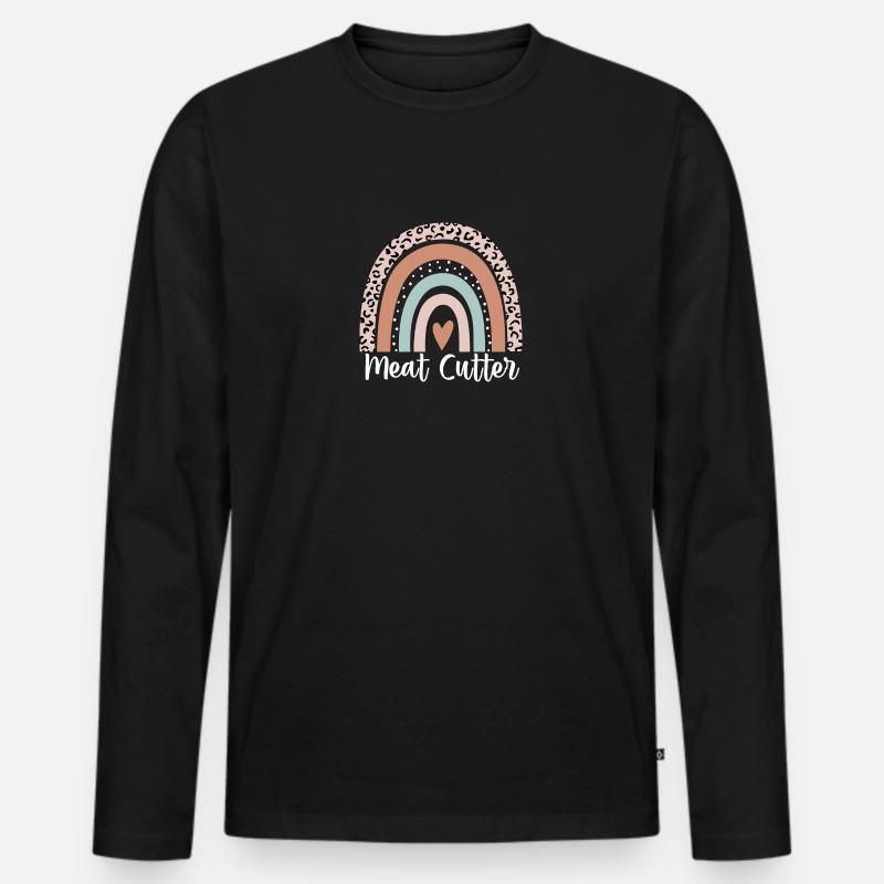 Fleischschneider Regenbogen Leopard Lustiger Fleischschneider - Männer Premium Bio Langarmshirt - Schwarz