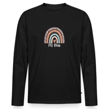 Pit Rainbow Leopard Funny Pit Appreciation - Men's Premium Organic Long Sleeve Shirt - black - Front - Nico (187cm)