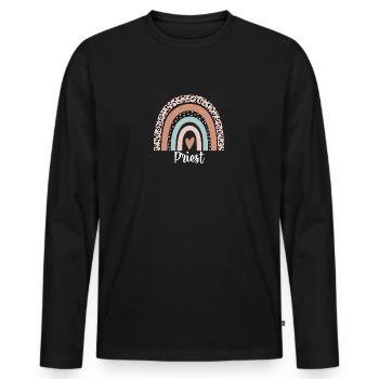 Priest Rainbow Leopard Funny Priest Appreciation - Men's Premium Organic Long Sleeve Shirt - black - Front - Nico (187cm)