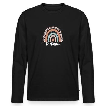Professor Rainbow Leopard Funny Professor - Men's Premium Organic Long Sleeve Shirt - black - Front - Nico (187cm)