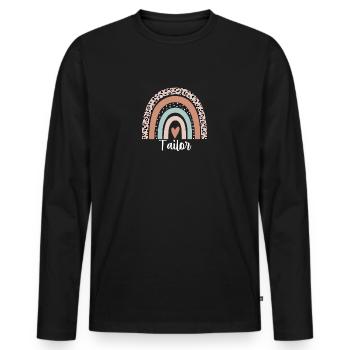 Tailor Rainbow Leopard Funny Tailor Appreciation - Men's Premium Organic Long Sleeve Shirt - black - Front - Nico (187cm)
