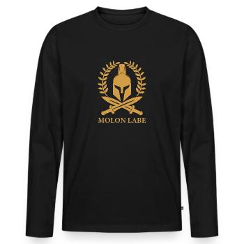 Molon Labe Sparta Geschenk Spartaner Helm Krieger - Männer Premium Bio Langarmshirt - Schwarz - Vorne - Nico (187cm)