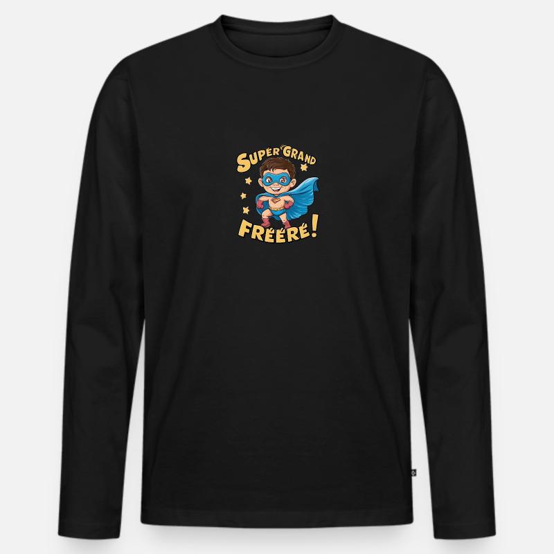 Super großer Bruder - Männer Premium Bio Langarmshirt - Schwarz