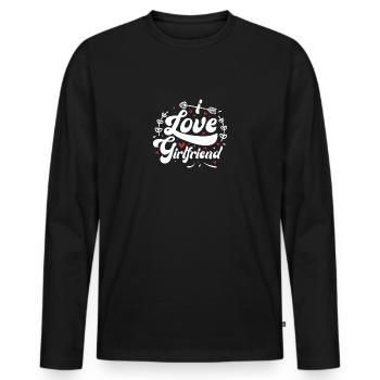 I Love My Girlfriend - Men's Premium Organic Long Sleeve Shirt - black - Front - Nico (187cm)