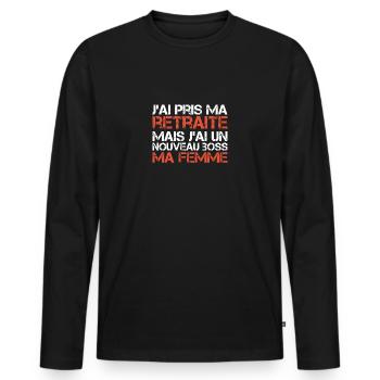 I have retired but I have a n - Men's Premium Organic Long Sleeve Shirt - black - Front - Nico (187cm)