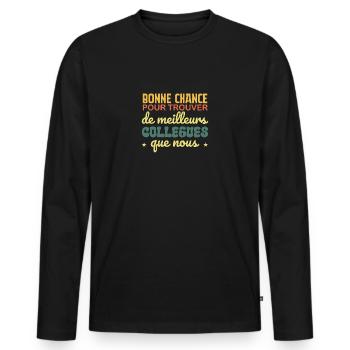 Man Humor Co-worker Departure Gift - Men's Premium Organic Long Sleeve Shirt - black - Front - Nico (187cm)