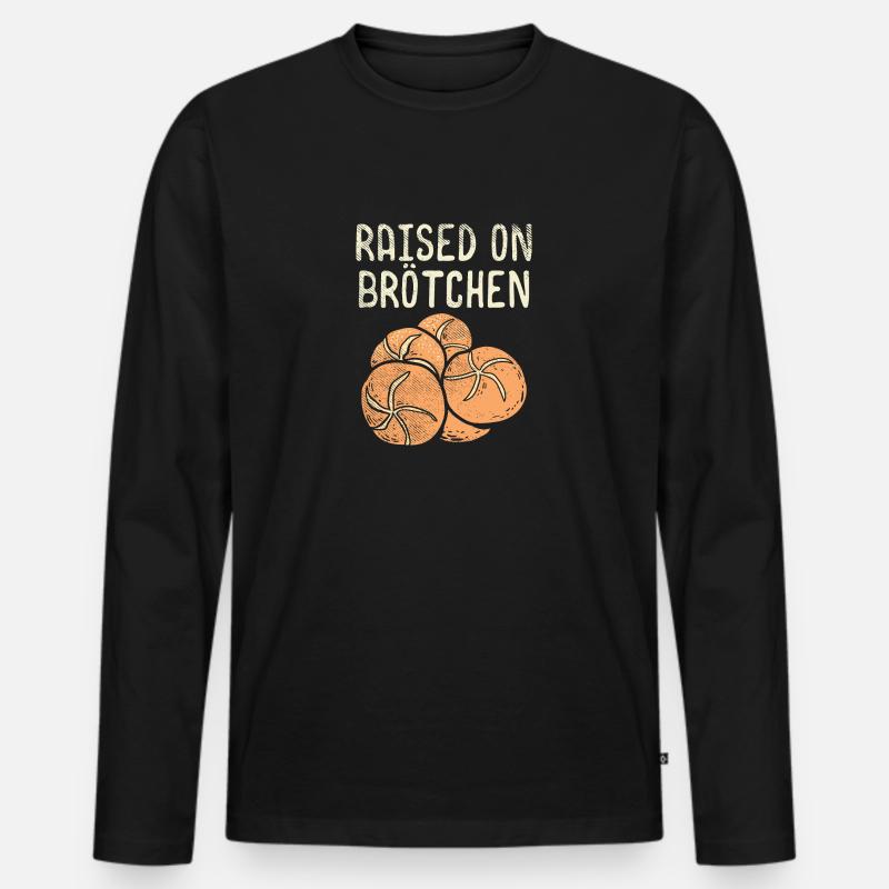 Raised On Brotchen - Männer Premium Bio Langarmshirt - Schwarz