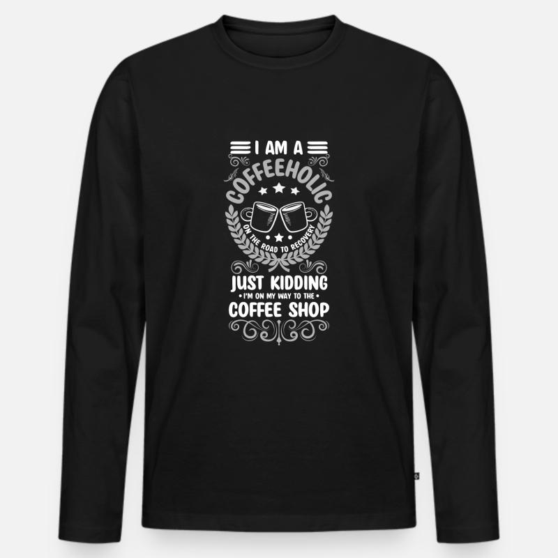 Kaffeeliebhaber Wachmacher Müde - Männer Premium Bio Langarmshirt - Schwarz