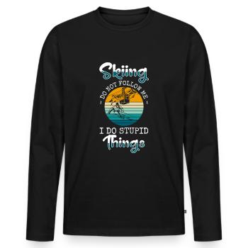 Skiing Pistensau Ski slope - Men's Premium Organic Long Sleeve Shirt - black - Front - Nico (187cm)