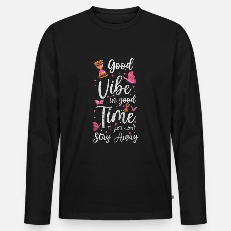 Zeit Lebenszeit Zeitreise - Männer Premium Bio Langarmshirt - Schwarz