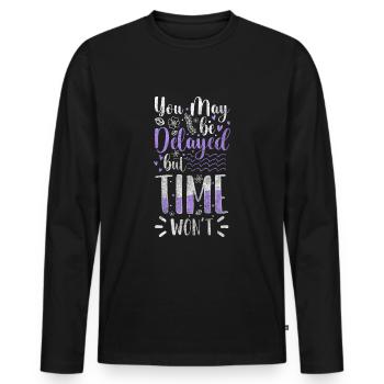 Sanduhr Zeitreise - Männer Premium Bio Langarmshirt - Schwarz - Vorne - Nico (187cm)