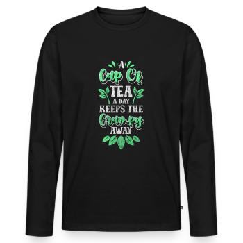 Tea Drinker Recreation Drink - Men's Premium Organic Long Sleeve Shirt - black - Front - Nico (187cm)