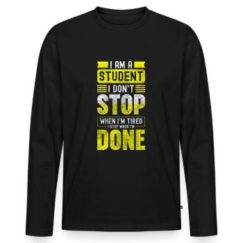Etudiant Futur Chargé de Conférences à l’Université - T-shirt manches longues Premium bio Homme - noir - Devant - Nico (187cm)