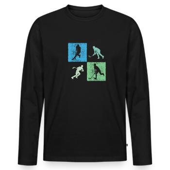 Floorball Floorball Game Motif Floorball Player - Men's Premium Organic Long Sleeve Shirt - black - Front - Nico (187cm)