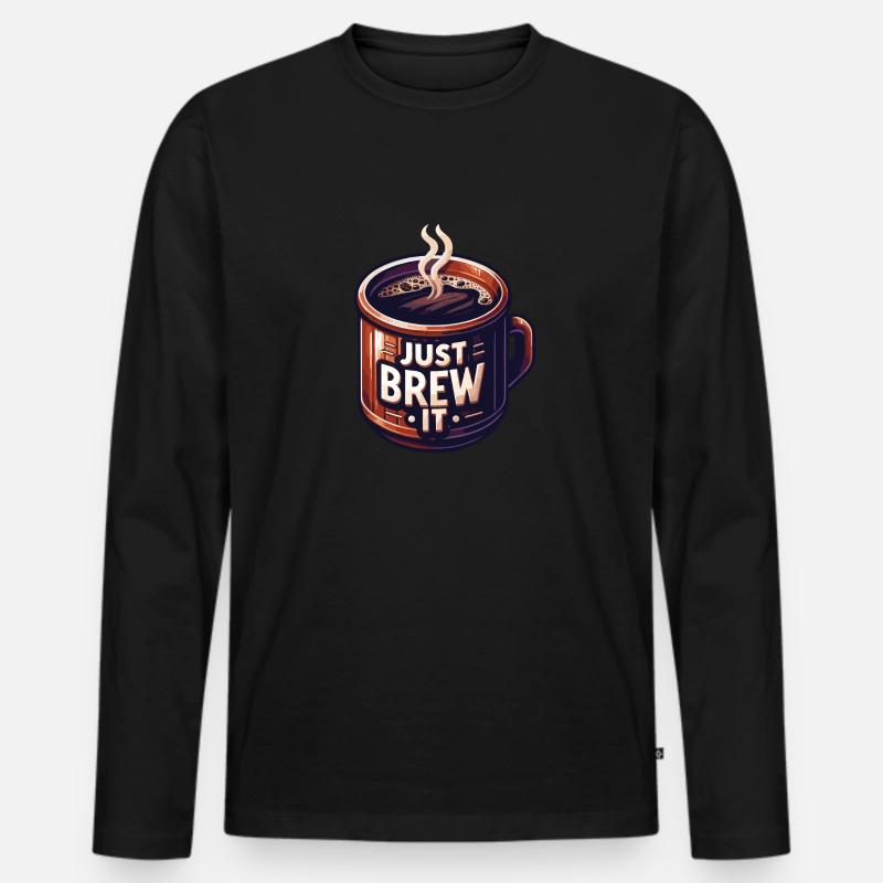 Einfach aufbrühen - Männer Premium Bio Langarmshirt - Schwarz