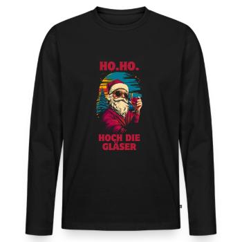Weihnachtsmann Wein lustiger Spruch - Männer Premium Bio Langarmshirt - Schwarz - Vorne - Nico (187cm)