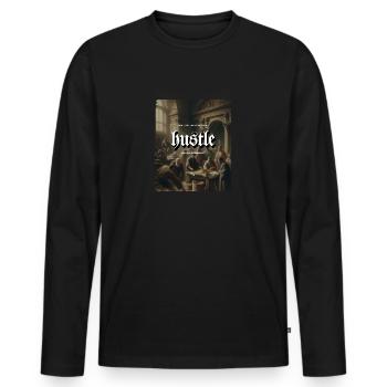 Hustle Renaissance Peinture Hommes Comte Or - T-shirt manches longues Premium bio Homme - noir - Devant - Nico (187cm)