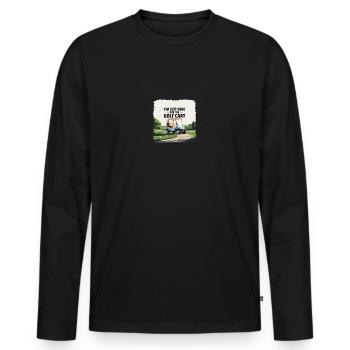 Golfing - Just here for the Golfcart - Men's Premium Organic Long Sleeve Shirt - black - Front - Nico (187cm)