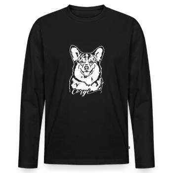 Corgi Portrait Chien Portrait Chiens Wilsigns - T-shirt manches longues Premium bio Homme - noir - Devant - Nico (187cm)