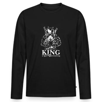 Caniche miniature Roi de tout Chiens Disant Chien - T-shirt manches longues Premium bio Homme - noir - Devant - Nico (187cm)