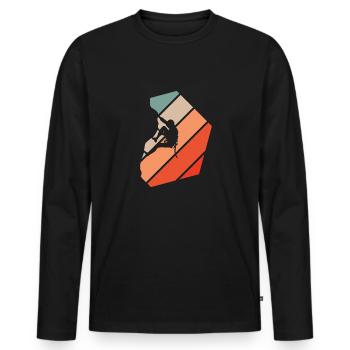 Climbing Retro Style Vintage - Men's Premium Organic Long Sleeve Shirt - black - Front - Nico (187cm)