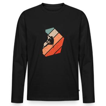 Climbing Retro Style Vintage - Men's Premium Organic Long Sleeve Shirt - black - Front - Nico (187cm)