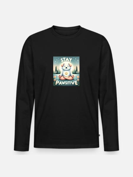 stay pawsitive dog - Männer Premium Bio Langarmshirt - Schwarz