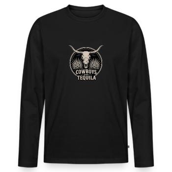 Cow-boys et Tequila Femmes - T-shirt manches longues Premium bio Homme - noir - Devant - Nico (187cm)