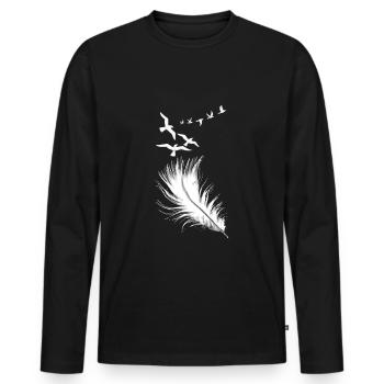 feather - Men's Premium Organic Long Sleeve Shirt - black - Front - Nico (187cm)