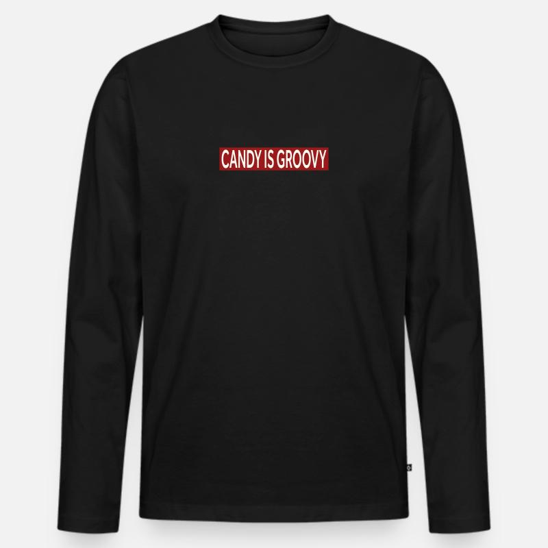 CANDY IS GROOVY - Männer Premium Bio Langarmshirt - Schwarz