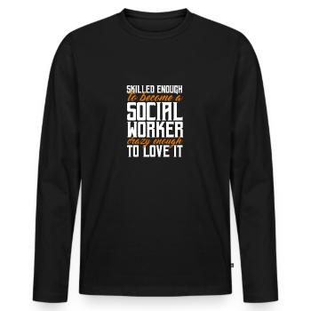 Travailleurs sociaux Travail social Travail social - T-shirt manches longues Premium bio Homme - noir - Devant - Nico (187cm)