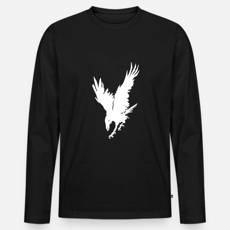 Krähe Halloween - Männer Premium Bio Langarmshirt - Schwarz