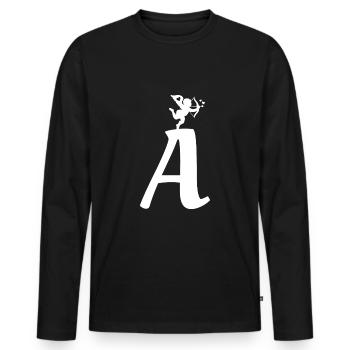 A - T-shirt manches longues Premium bio Homme - noir - Devant - Nico (187cm)