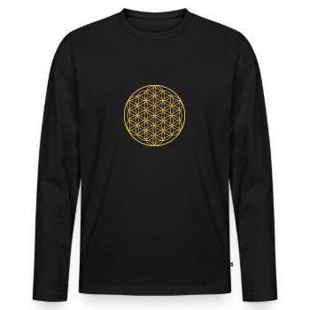 Lebensblume - Männer Premium Bio Langarmshirt - Schwarz - Vorne - Nico (187cm)