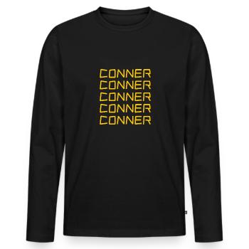 Conner - T-shirt manches longues Premium bio Homme - noir - Devant - Nico (187cm)