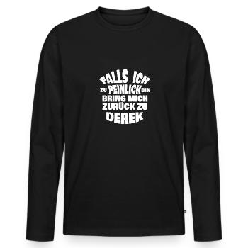 Geschenk für Derek - Männer Premium Bio Langarmshirt - Schwarz - Vorne - Nico (187cm)
