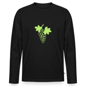 grappe raisin vigne feuille 27 - T-shirt manches longues Premium bio Homme - noir - Devant - Nico (187cm)