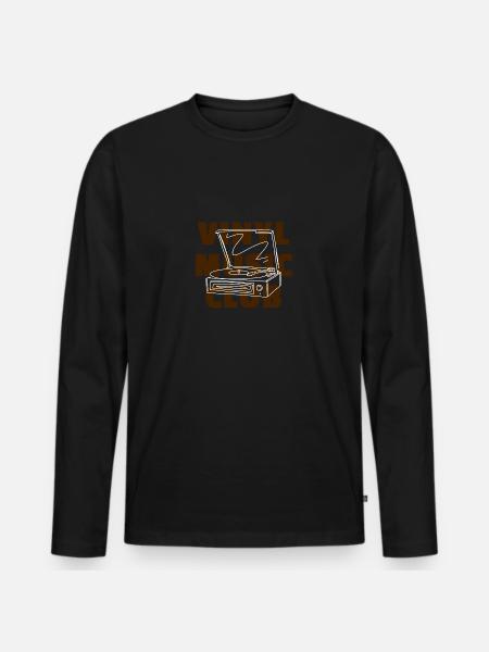 Vinyl Music Club – Retro Vinyl Records - Premium økologisk langærmet T-shirt til mænd - sort