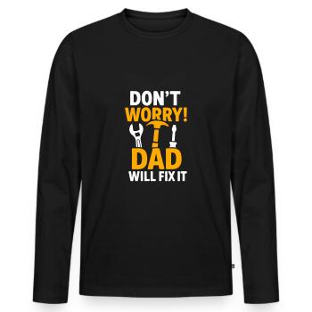 Keine Panik Papa repariert das! - Männer Premium Bio Langarmshirt - Schwarz - Vorne - Nico (187cm)