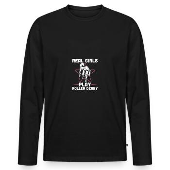 Roller derby - T-shirt manches longues Premium bio Homme - noir - Devant - Nico (187cm)
