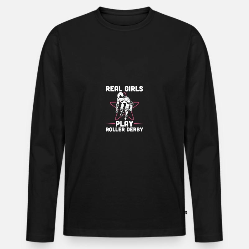 Roller Derby - Männer Premium Bio Langarmshirt - Schwarz